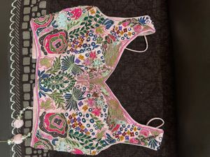 Gorgeous Floral Printed Pink Silk Lehenga Choli