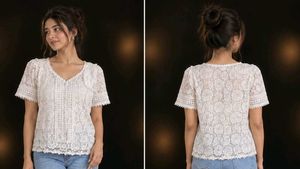 White Lace Short Sleeve Top