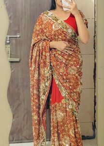 Orange Embellished Saree