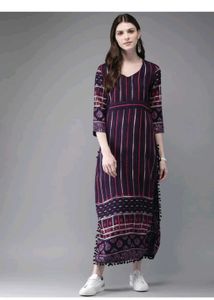 Stylish Striped Kurta with Pom-Pom Trim
