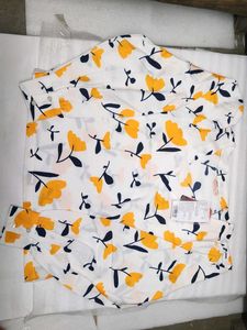 dressberry White Dress Material with Yellow Floral