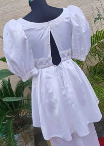 Elegant White Puff Sleeve Gown