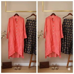 Elegant Peach Kurta with Skirt