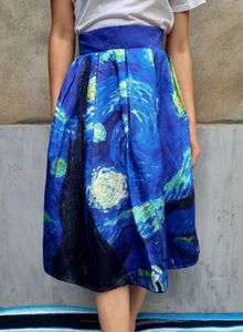 Artistic Van Gogh Starry Night print skirt