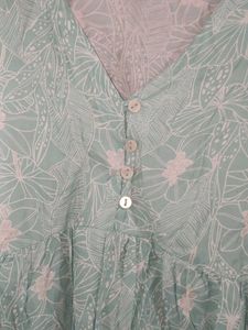 Light Blue Floral Print Tunic Top