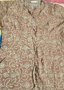 Brown Floral Print Kurta