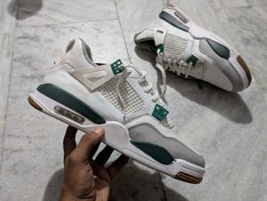 Stylish White & Green Sneakers