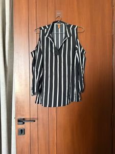 Chic Striped Cold Shoulder Top