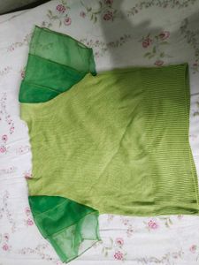 Sheer Sleeve Ruched Top