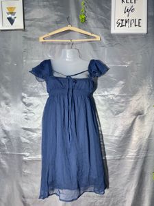 Charming Blue Puff Sleeve Dress