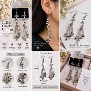 Silver Tone Dangling Ball Drop Earrings