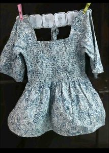 Boho Paisley Print Smocked Blouse