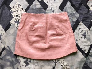 Pink Textured Mini Skirt