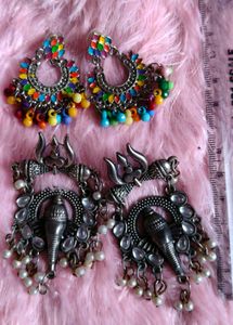 Boho Multi-Color &amp; Elephant Jhumka Earrings