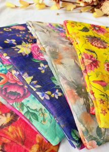 Vibrant Floral Print Saree