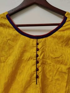 Yellow Kurta with Red Border