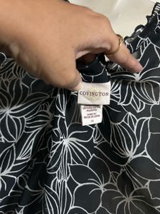 Black Floral V-Neck Ruffle Top