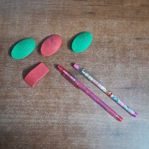 Mechanical Pencils & Erasers Set