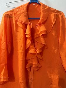 Orange Ruffled Blouse