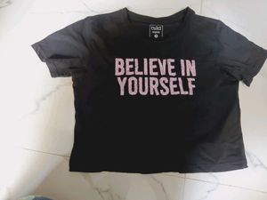 Black 'Believe In Yourself' Graphic Tee