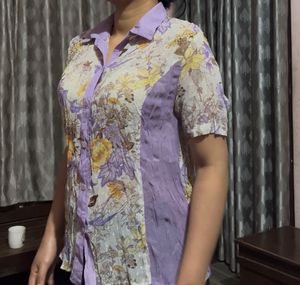 Floral Print Button-Up Blouse