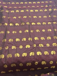 Elegant Maroon Silk Saree with Gold Motifs