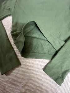 Cute Sage Green Long Sleeve Top