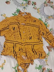 Trendy Yellow Graphic Print Shirt