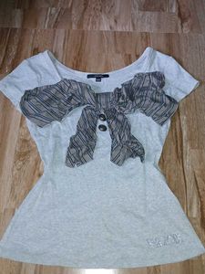 Cute Grey Bow T-Shirt
