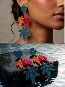 Boho Crochet maple 🍁 Leaf Dangle Earrings
