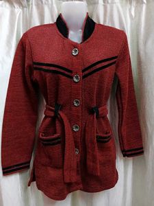Red Button-Down Cardigan