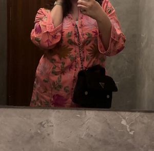 Pink kashmiri aari cotton kurta embroidered