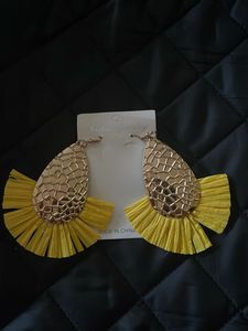 Boho Yellow Tassel Drop Earrings