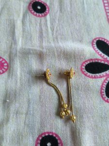 Elegant Gold Drop Earrings with Colorful Accents