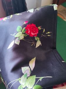 Satin silk saree with Red blouse