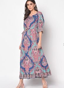 Aarke Ritu KumarPrinted Fit & Flare Dress with Ruf
