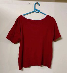 Red Square Neck Tie Front Top