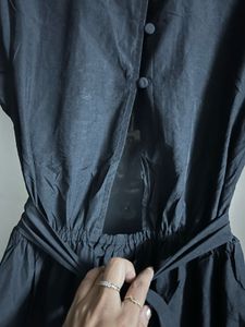 Chic Black V-Neck A-Line Dress