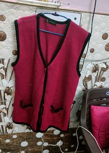 Pink Knit Vest with Pockets
