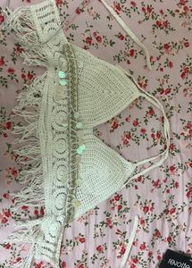 Crochet Bikini Top with Fringe
