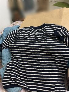 Navy and White Striped Knit Top