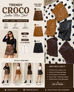 Trendy Croco Leather Mini Skirt
