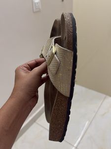 BIRKENSTOCK- Stylish Gold Snake Print Sandals