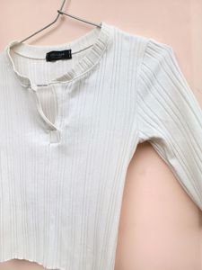 White korean ribbed top (UNUSED)
