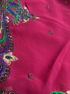 Embroidered Pink Saree with Sequins