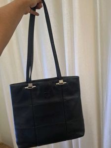Classic Black Leather Shoulder Bag