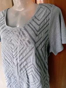 Grey Geometric Print Top