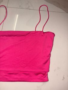 Hot Pink  Shein spaghetti Strap Crop Top