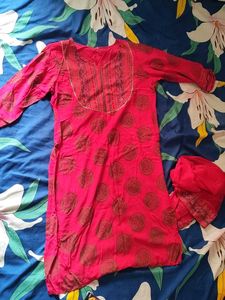Vibrant Pink Printed Kurta Set
