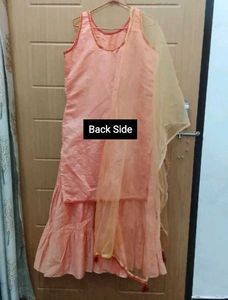 Elegant Peach Maxi Dress with Dupatta